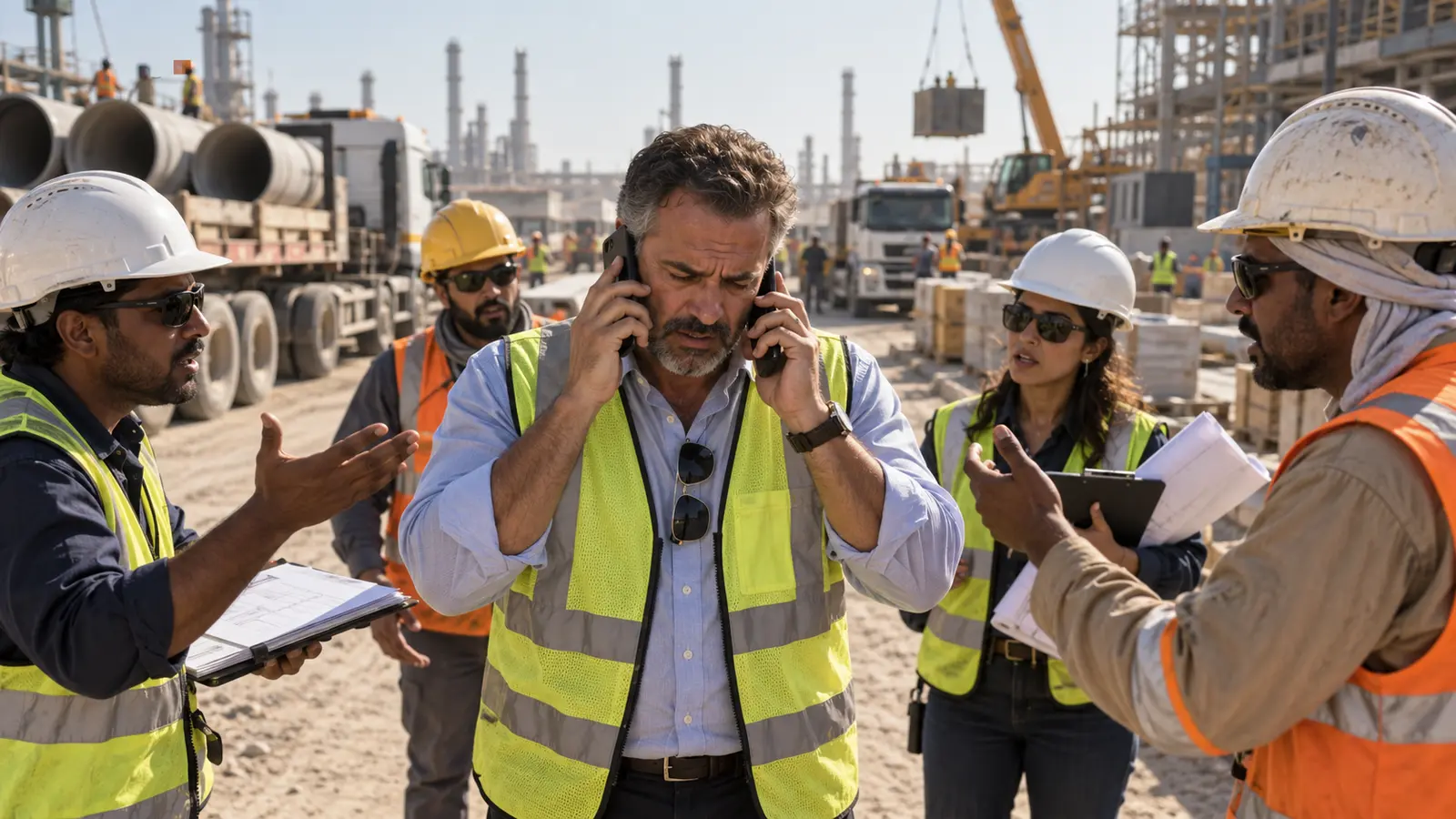 ORQIV key-person-risk illustration showing one individual as the dependency point for equipment, suppliers, manpower and materials.